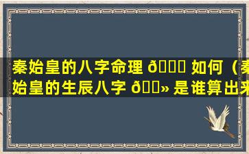 秦始皇的八字命理 🐘 如何（秦始皇的生辰八字 🌻 是谁算出来的）